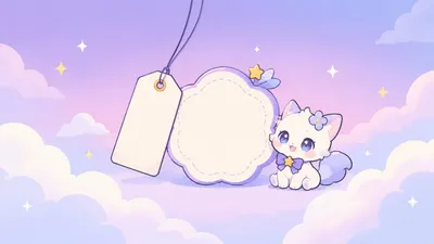 Illustration of a blank price tag and a free demo badge on a pastel violet background